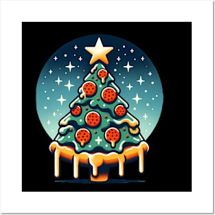 Pizza Xmas Tree, Christmas Style Pizza Lover Posters and Art